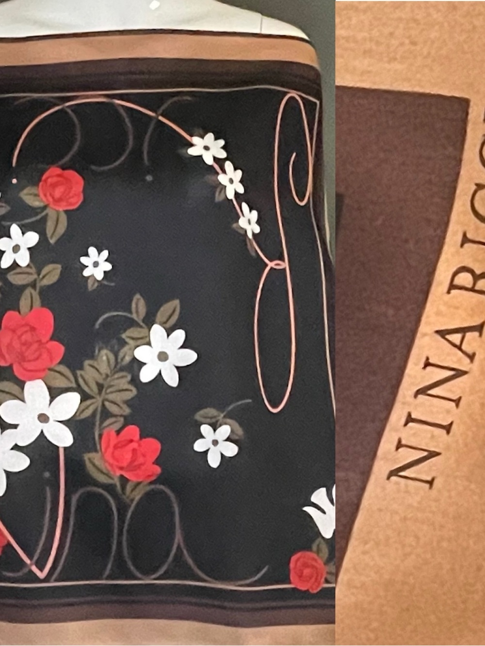 Gorg Vintage Nina Ricci Silk Blend Scarf 23 In Sq Excellent Condition